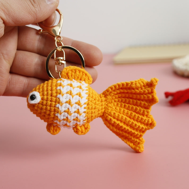 Handmade orange goldfish keychain