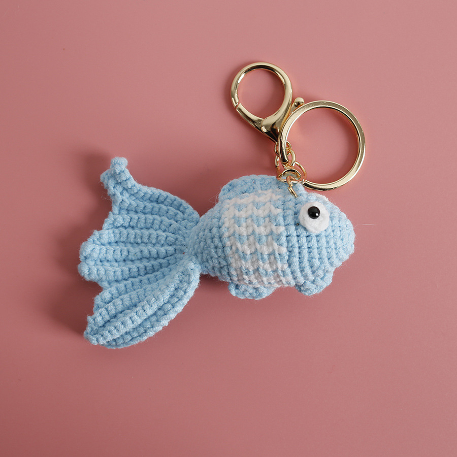 Handmade blue goldfish keychain