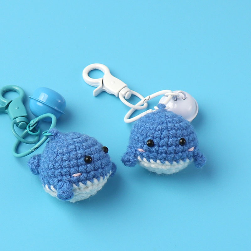 Handmade mini whale keychain