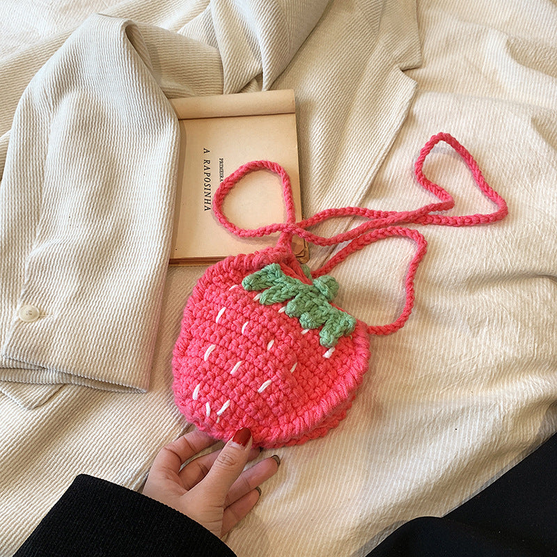 Hand-crocheted pink strawberry wallet
