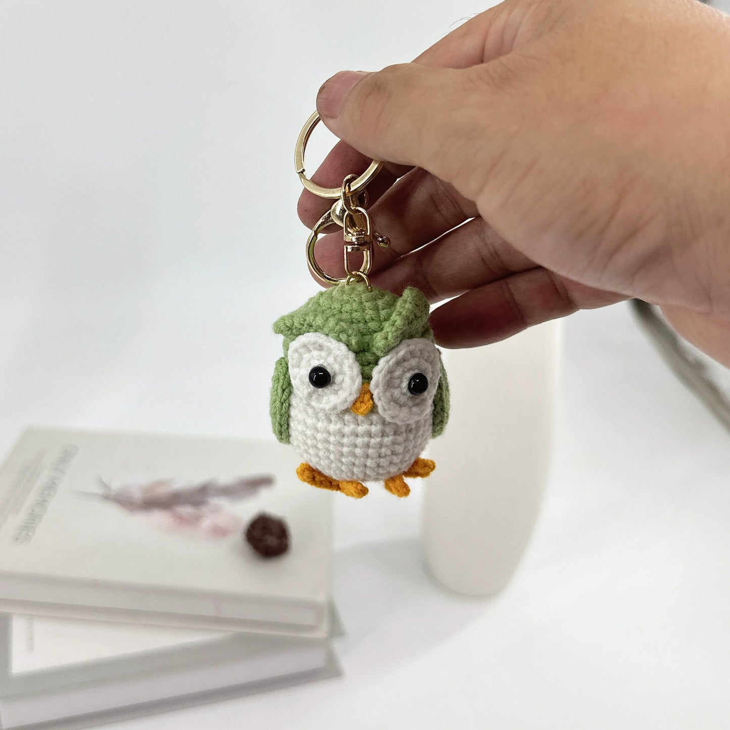 Handmade female owl keychain