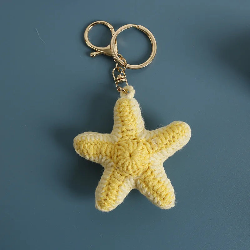 Handmade yellow starfish keychain