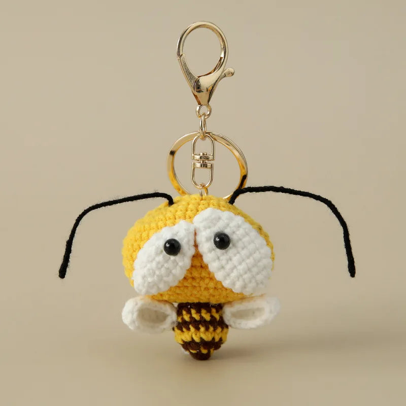 Handmade big‑eye bee keychain