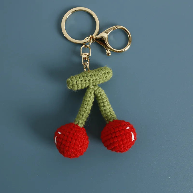 Handmade cherries keychain