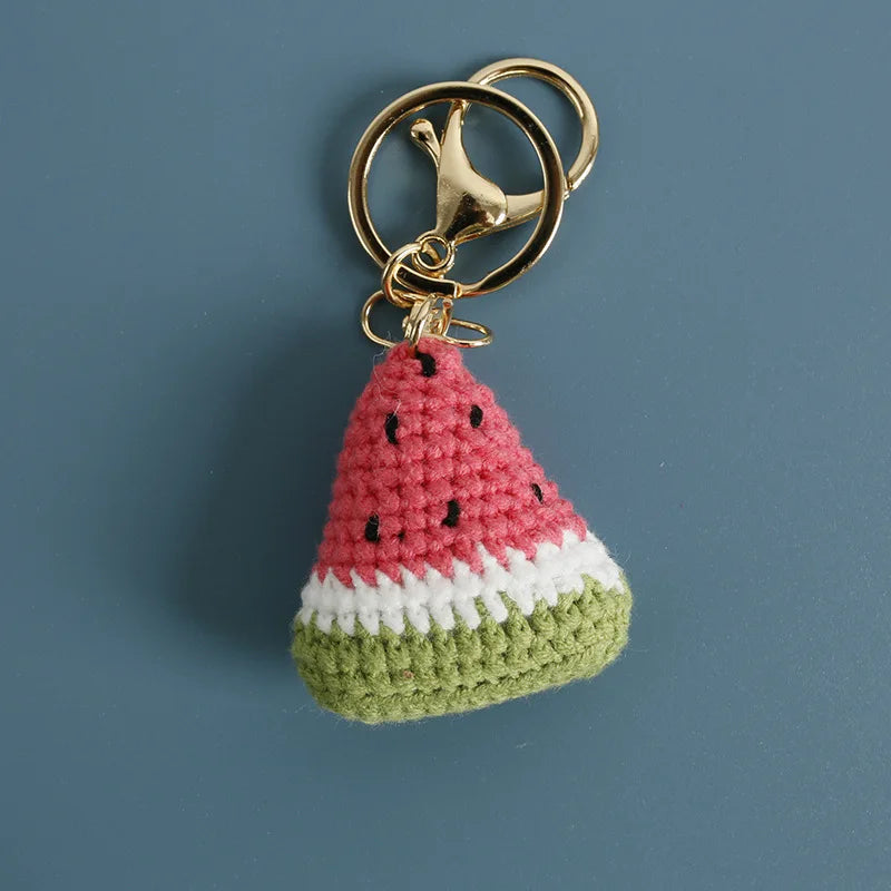 Handmade pink watermelon wedge keychain