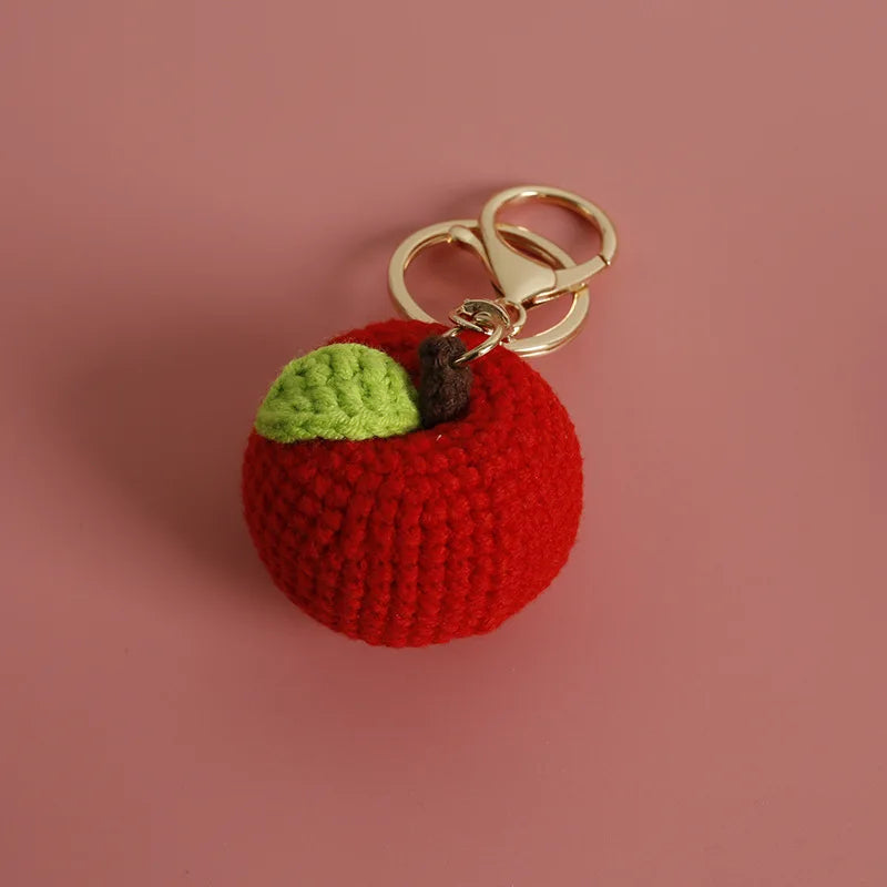 Handmade red apple keychain