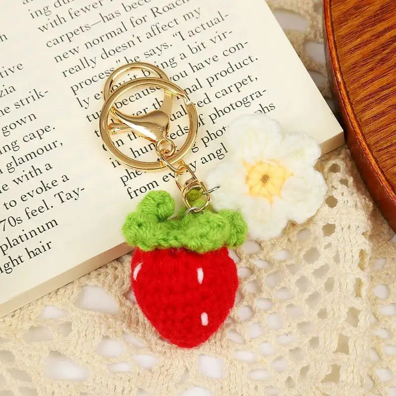 Handmade Crochet Keyring- Strawberry