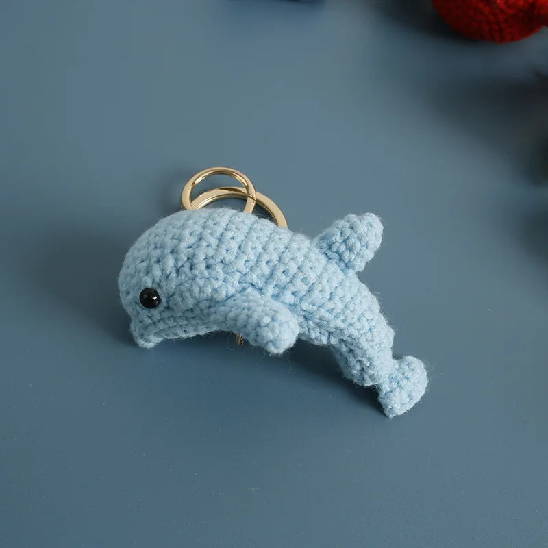 Handmaking Marine Animal Series Crochet Keychain Funny Crab Keyrings Knitted Jellyfish Keychain Cute Goldfish Custom Keyrings - ZJJKR06751