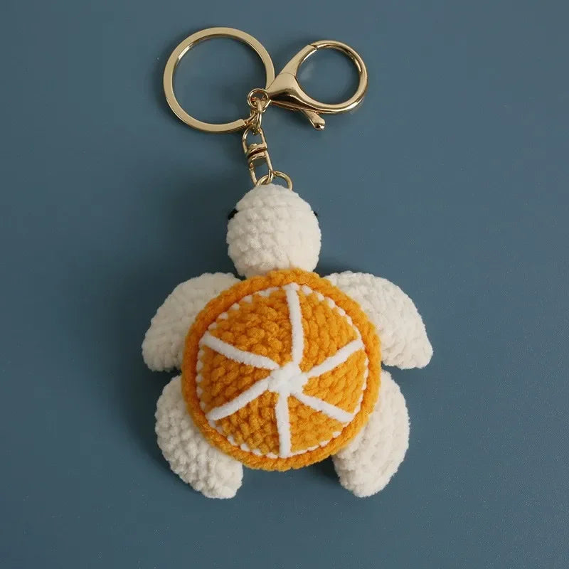 Handmade orange turtle keychain