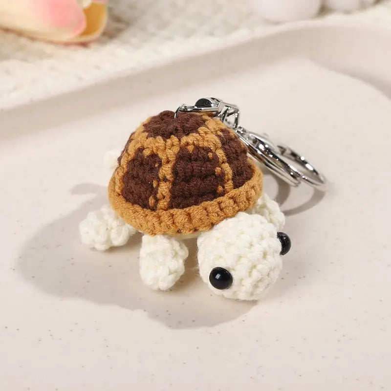 Handmade brown turtle keychain