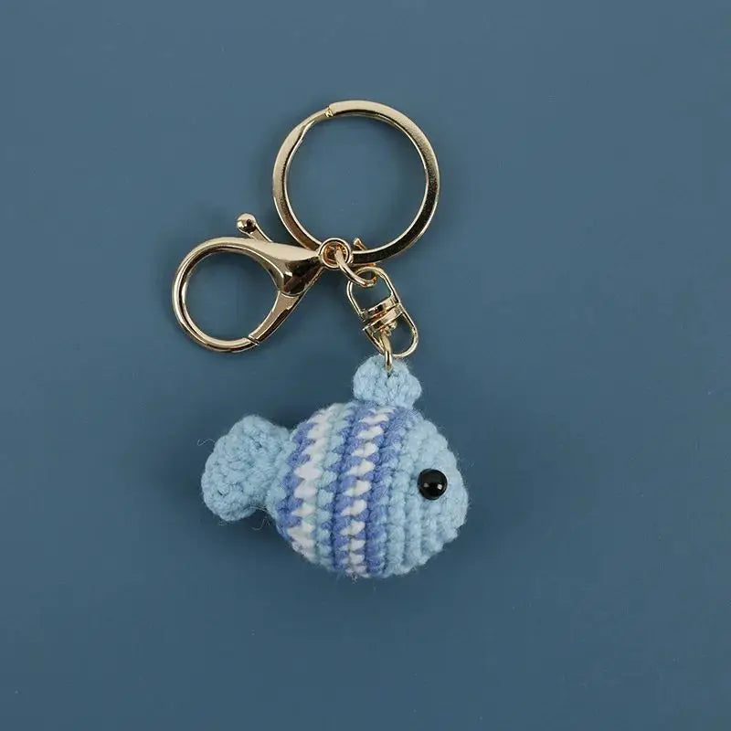 Knitting Goldfish Keychain Creative Clown Fish Crochet Keychains Knitted Small Fish Pendant Keychain Custom Keys Accessories - ZJJKR06755