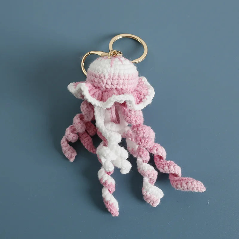 Handmade pink jellyfish keychain