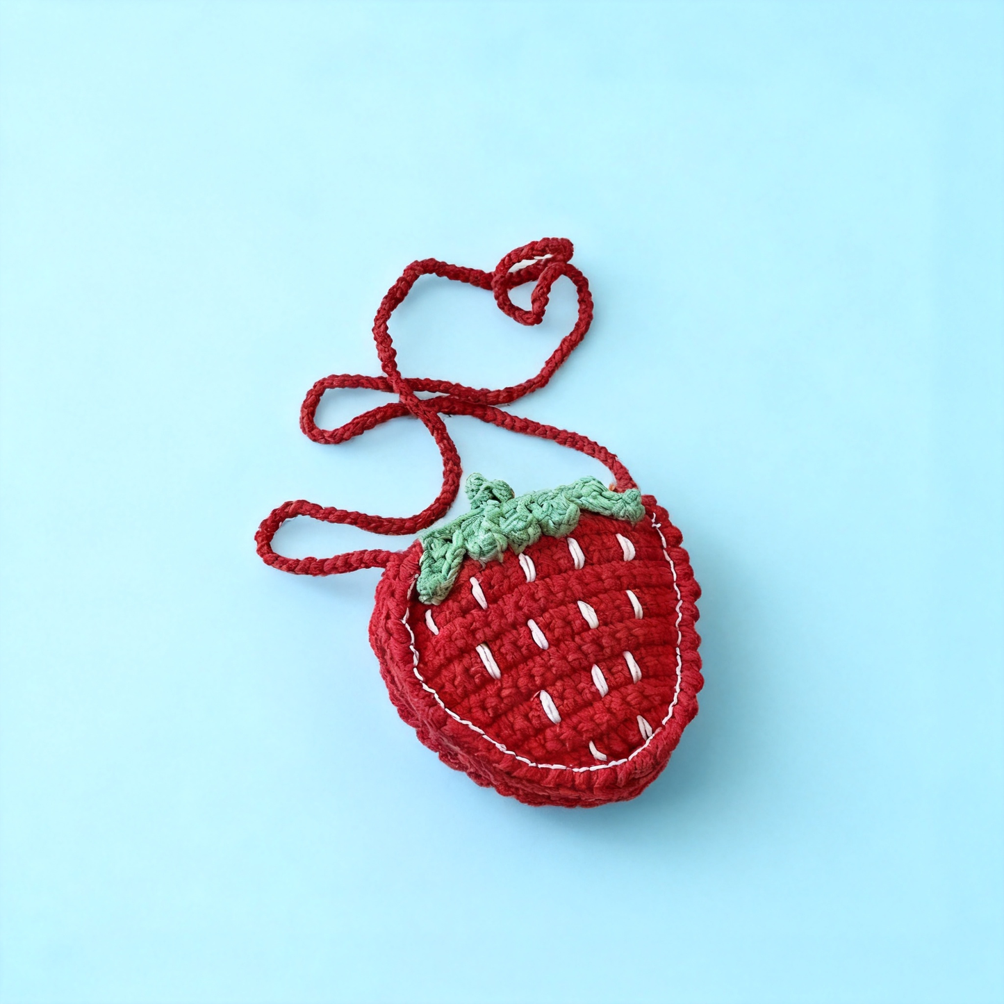 Hand-crocheted red strawberry wallet
