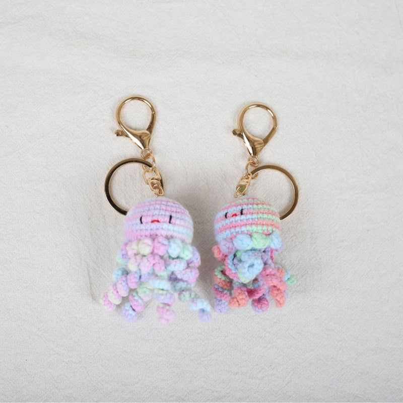 Hand-crocheted mini jellyfish keychain