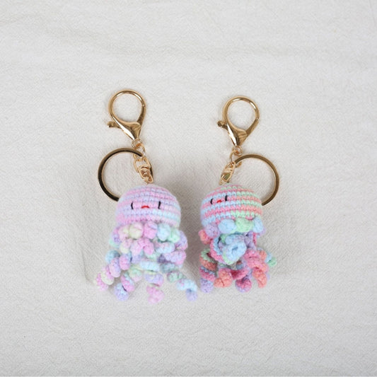 Hand-crocheted mini jellyfish keychain