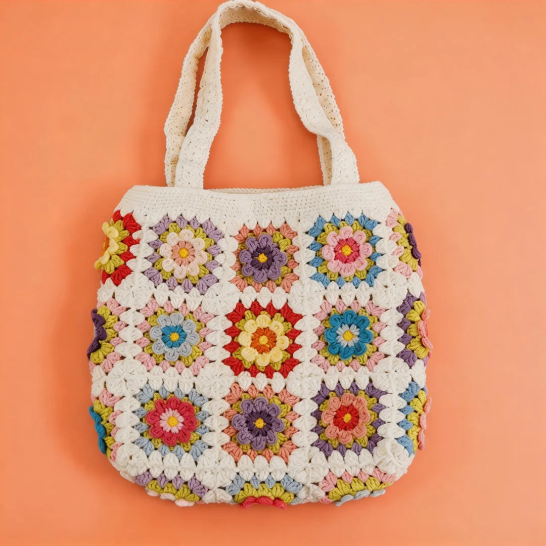 Handmade Crochet Bags- Colourful flowers