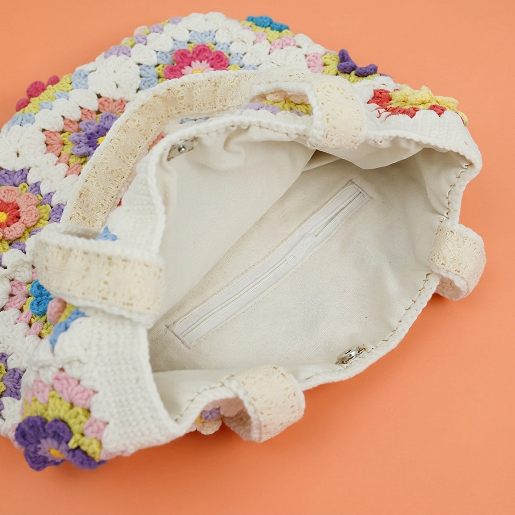 Handmade Crochet Bags- Colourful flowers