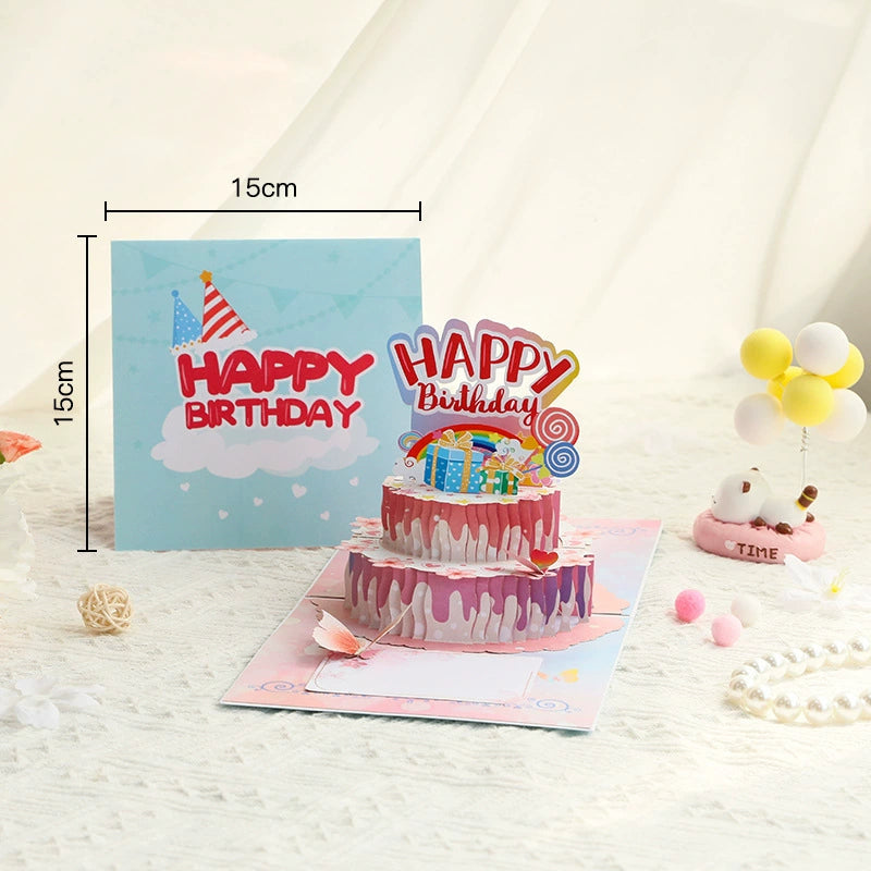 Popup Birthday Cards - Pink Butterfly & Cake
