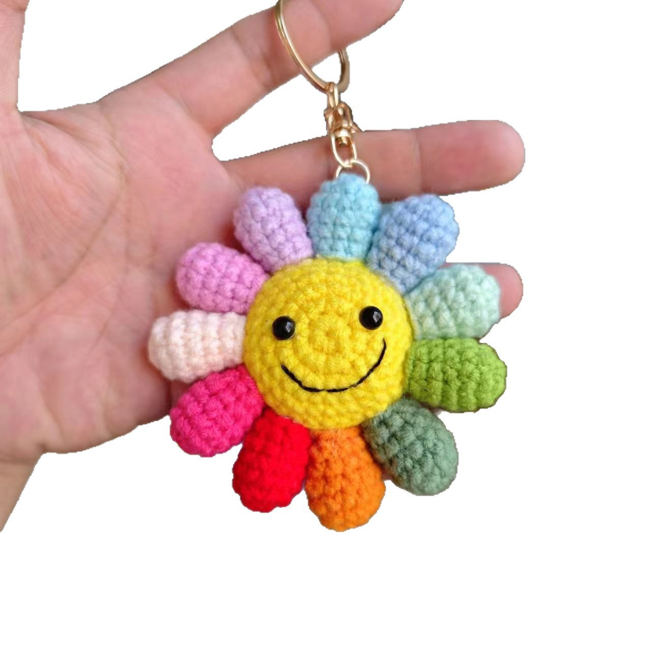 Handmade Crochet Keyring- Colorful smile face