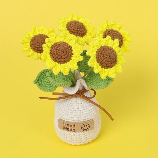 Handmade Crochet Sunflowers- bottle Base
