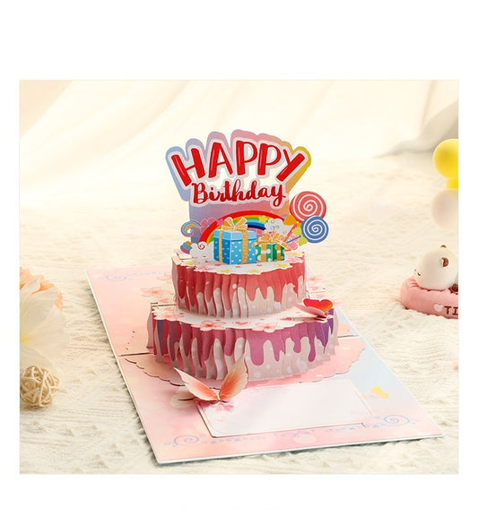 Popup Birthday Cards - Pink Butterfly & Cake