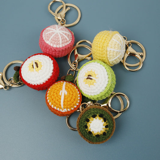 Handmade Crochet Keyring- Apple half