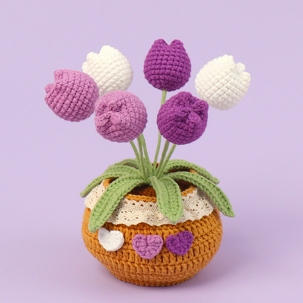 Handmade Crochet Flowers - Tulips (pot base)