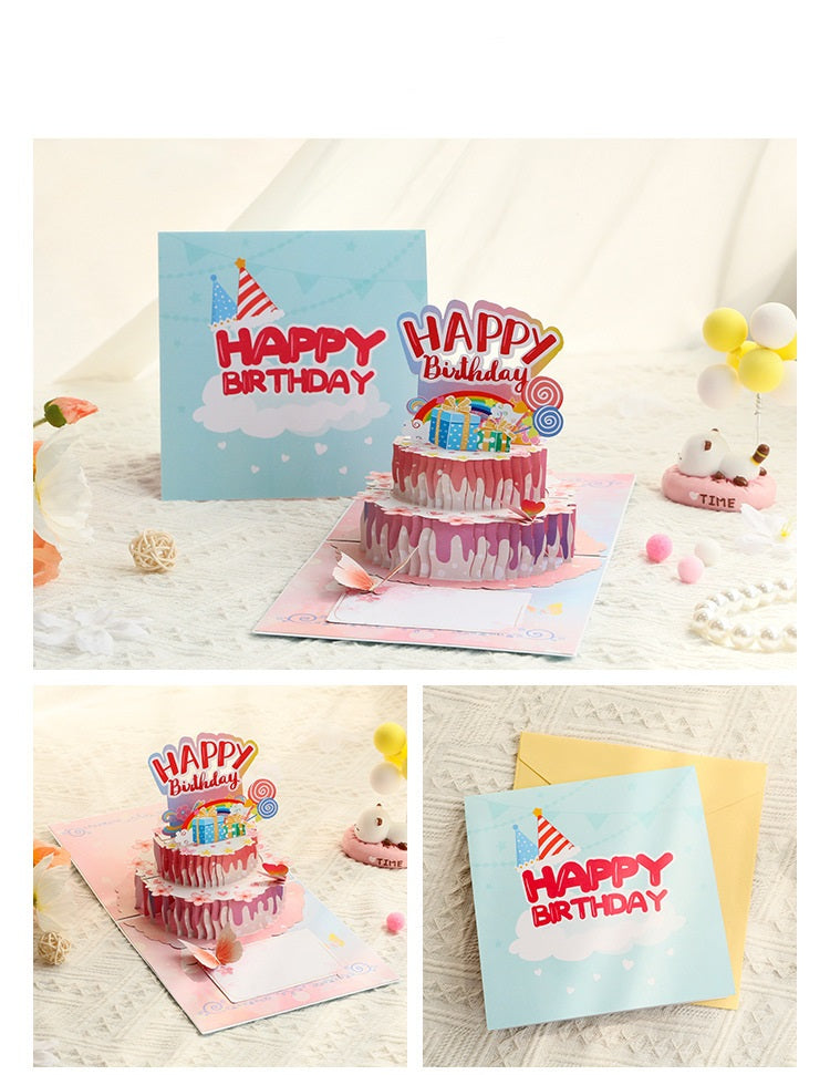 Popup Birthday Cards - Pink Butterfly & Cake