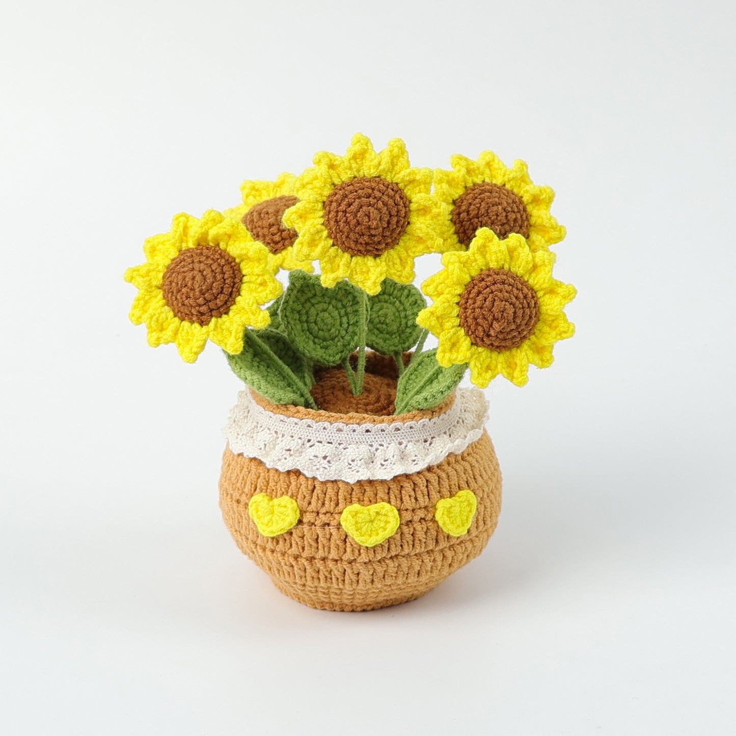 Handmade Crochet Sunflowers- bottle Base