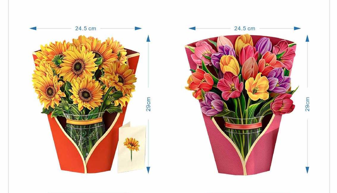 Popup Flowers Bouquet Paper Cards (2 PCS)