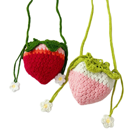 Handmade Crochet Strawberry Bags