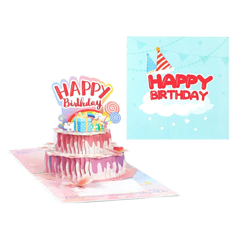 Popup Birthday Cards - Pink Butterfly & Cake