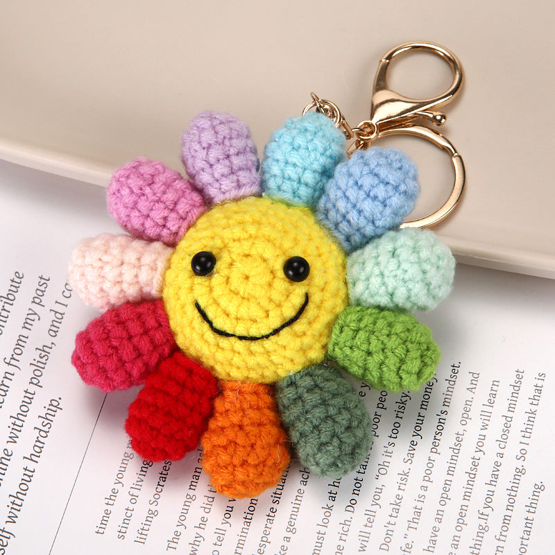 Handmade Crochet Keyring- Colorful smile face