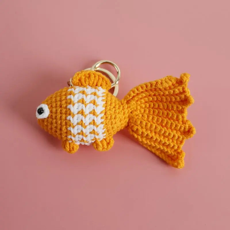 Handmade Crochet Golden Fish Keyring