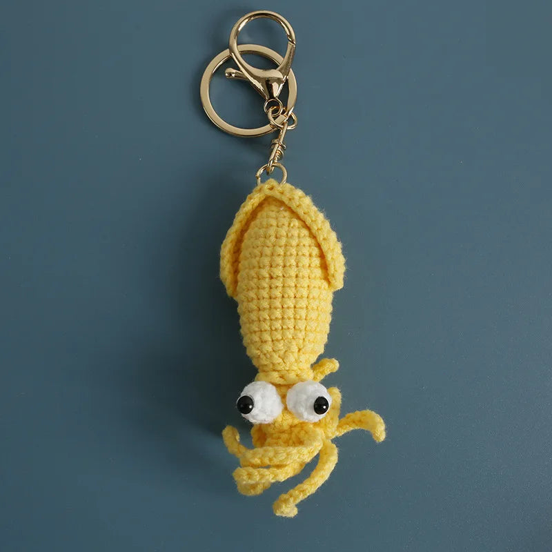 Handmaking Marine Animal Series Crochet Keychain Funny Crab Keyrings Knitted Jellyfish Keychain Cute Goldfish Custom Keyrings - ZJJKR06243
