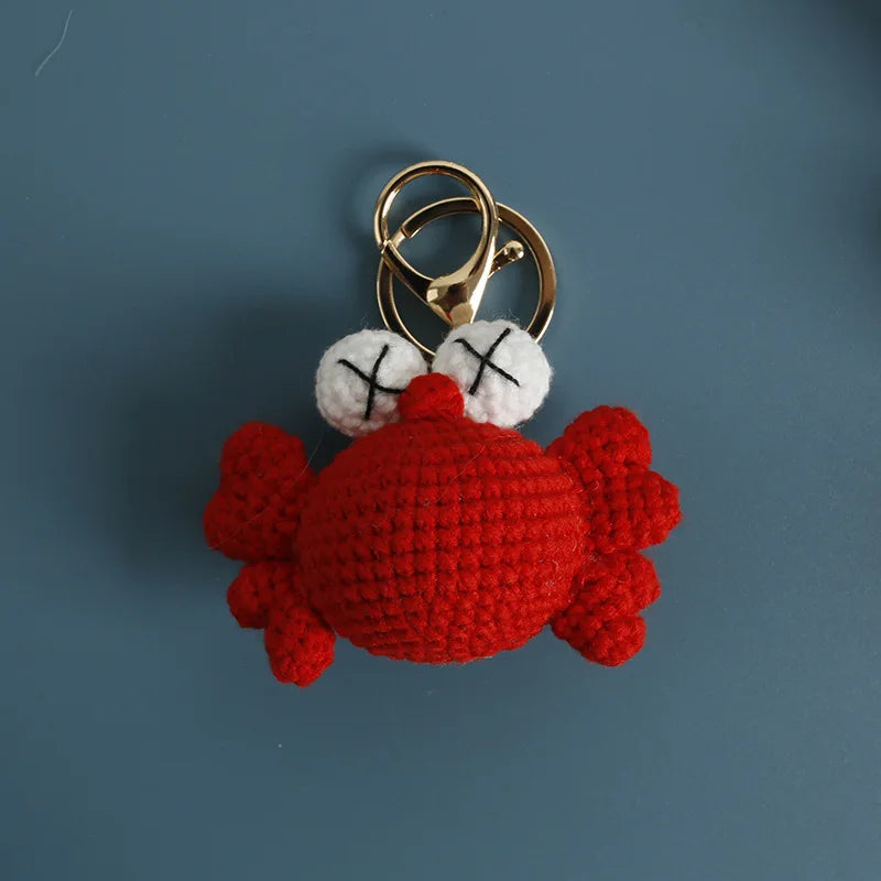 Handmaking Marine Animal Series Crochet Keychain Funny Crab Keyrings Knitted Jellyfish Keychain Cute Goldfish Custom Keyrings - ZJJKR03871