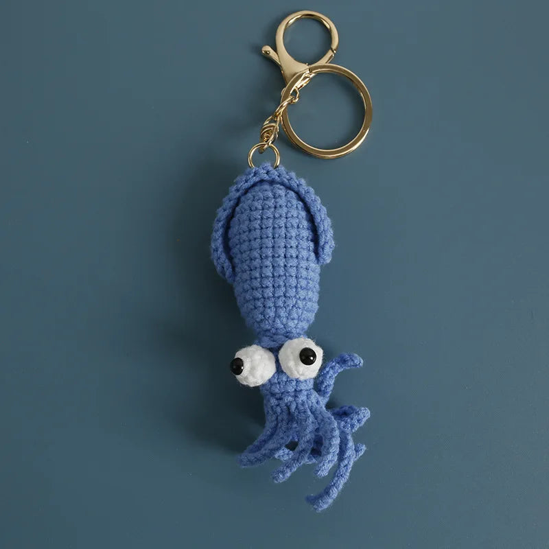 Handmade Crochet Keyring - Squid