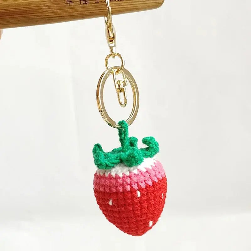 Handmade Crochet Keyring- Strawberry