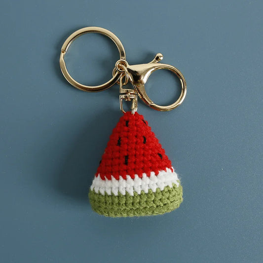Handmade red watermelon wedge keychain