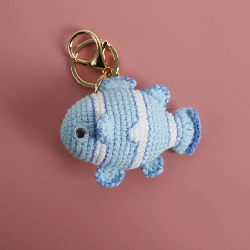 Handmaking Marine Animal Series Crochet Keychain Funny Crab Keyrings Knitted Jellyfish Keychain Cute Goldfish Custom Keyrings - ZJJKR06756