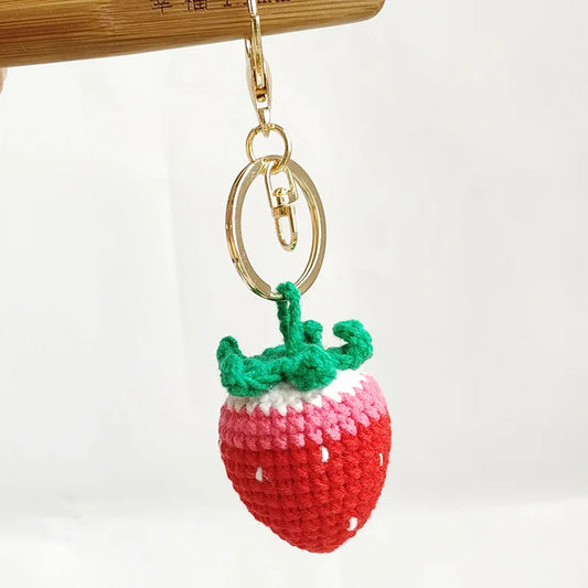 Handmade red strawberry keychain