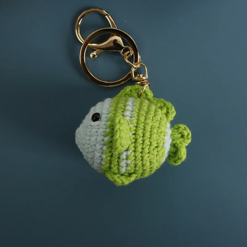 Handmaking Marine Animal Series Crochet Keychain Funny Crab Keyrings Knitted Jellyfish Keychain Cute Goldfish Custom Keyrings - ZJJKR06245