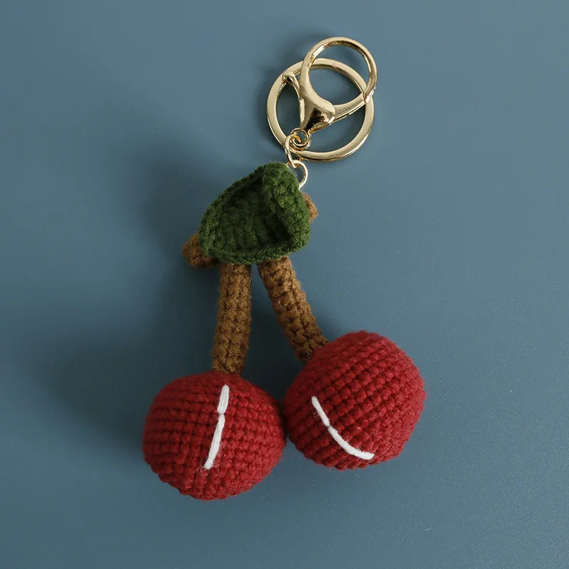 Handmade big cherry keychain