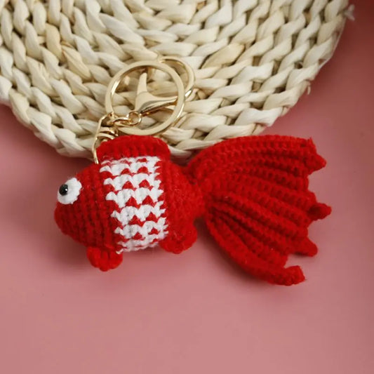 Handmade red goldfish keychain
