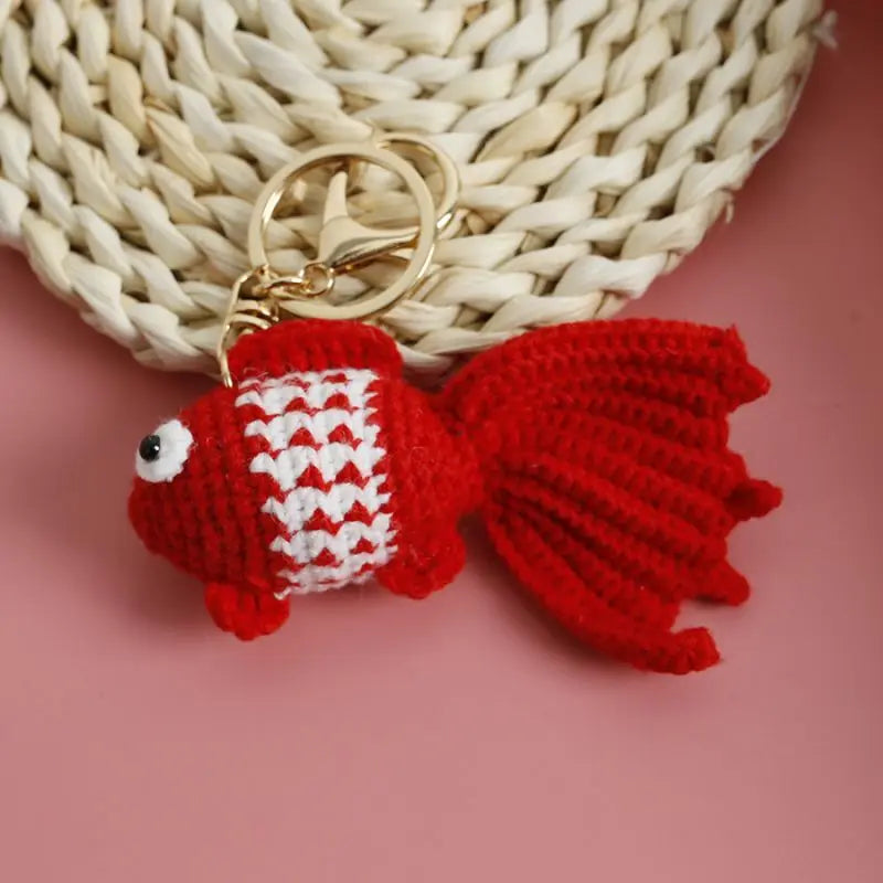 Handmade Crochet Golden Fish Keyring