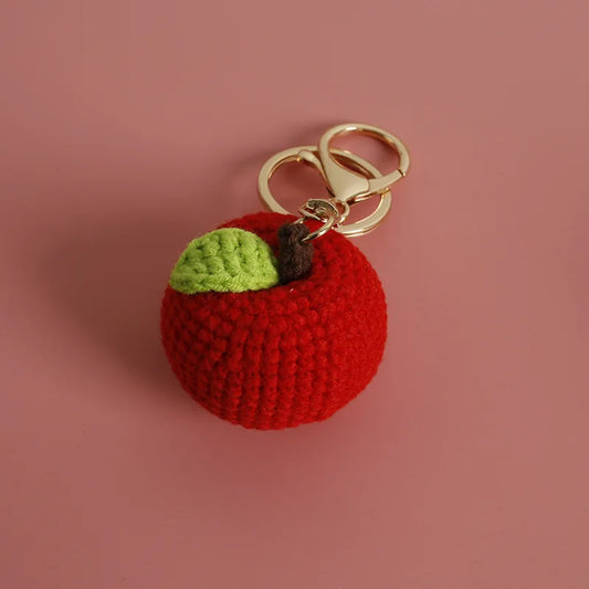 Handmade red apple keychain