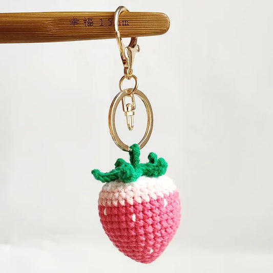 Handmade pink strawberry keychain
