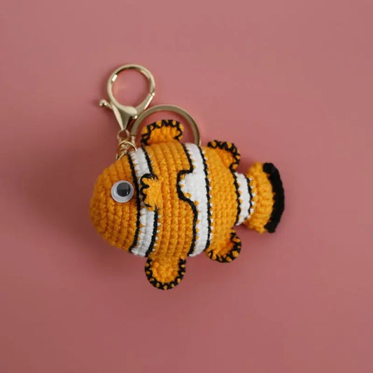 Handmade Crochet Keyring- Clown Fish