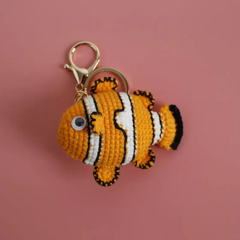 Handmaking Marine Animal Series Crochet Keychain Funny Crab Keyrings Knitted Jellyfish Keychain Cute Goldfish Custom Keyrings - ZJJKR06755