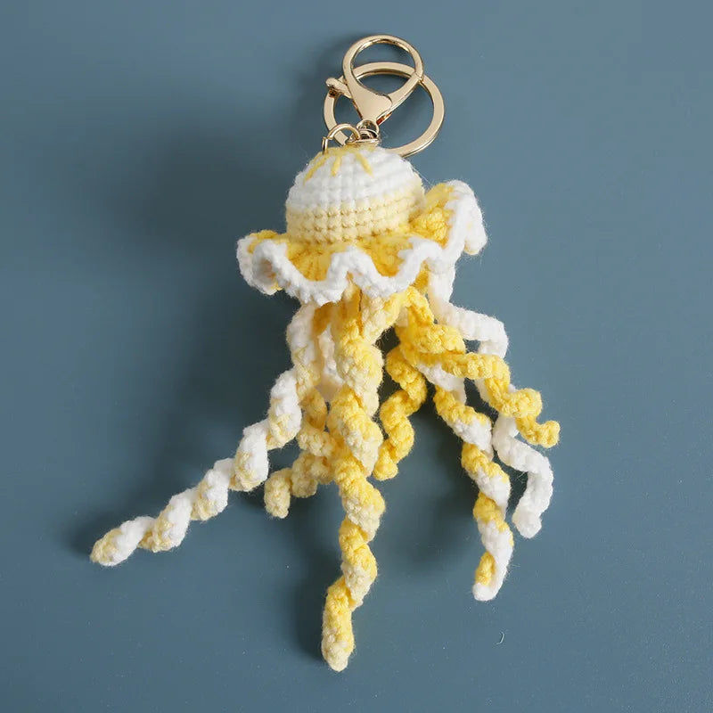 Handmaking Marine Animal Series Crochet Keychain Funny Crab Keyrings Knitted Jellyfish Keychain Cute Goldfish Custom Keyrings - ZJJKR06300